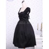 ゴスロリ　ロリータワンピース　ブラック　スイートハートネック　コットン　ノースリーブ　お茶会　洋服