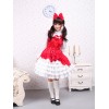 ゴスロリ　ロリータジャンパースカート　レッド＆ホワイト　バイカラー　ラッフル　女の子らしさ満点　スィート　コットン