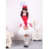 ゴスロリ　ロリータジャンパースカート　レッド＆ホワイト　バイカラー　ラッフル　女の子らしさ満点　スィート　コットン