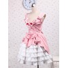 ゴスロリ　スウィート　ピンク　コットンジャンパースカート　ろりぃた服　レースアップ　リボン　フリル