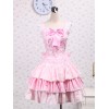 ゴスロリ　コットン　ピンク　レース　フロントロリータドレス　タイ　リボン　甘ロリ　アイドル衣装