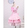 ゴスロリ　コットン　ピンク　レース　フロントロリータドレス　タイ　リボン　甘ロリ　アイドル衣装