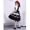 ゴスロリ　ロリータワンピース　ブラック＆ホワイト　バイカラー　ドローストリング　スィート　コットン　メイド風