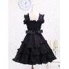 ゴスロリ　ブラック　コットン　ジャンパースカート　長袖　フリル　レーストリム　ロリィタ服